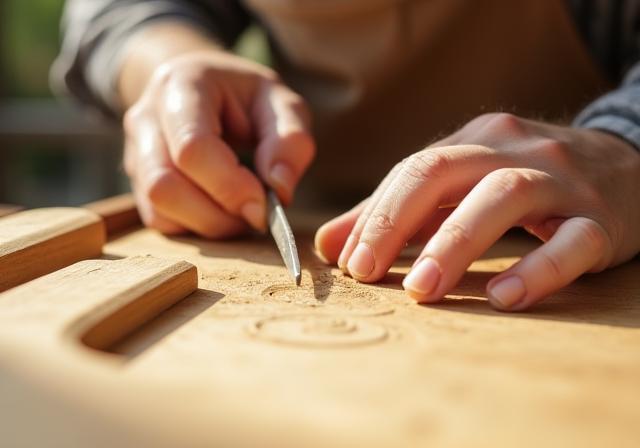 Artisan travaillant sur un meuble dans un atelier